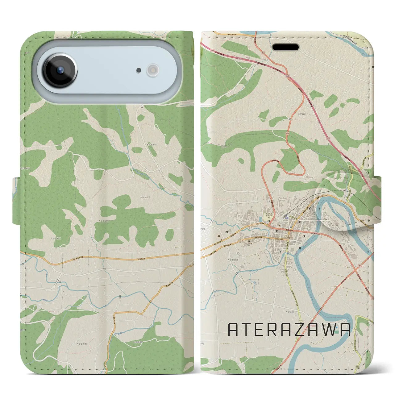 【左沢（山形県）】地図柄iPhoneケース（手帳タイプ）