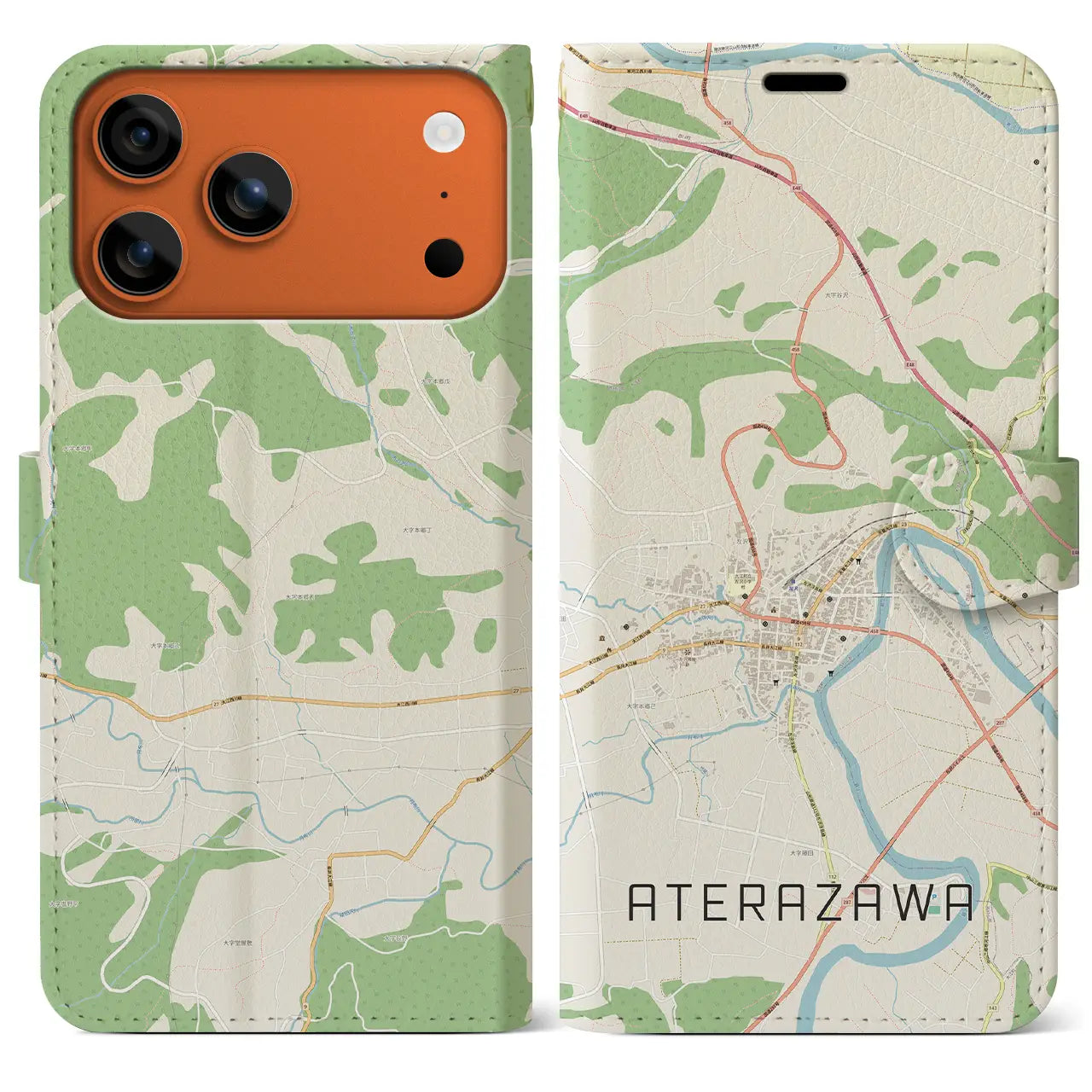 【左沢（山形県）】地図柄iPhoneケース（手帳タイプ）