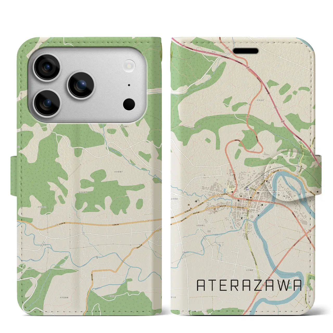 【左沢（山形県）】地図柄iPhoneケース（手帳タイプ）