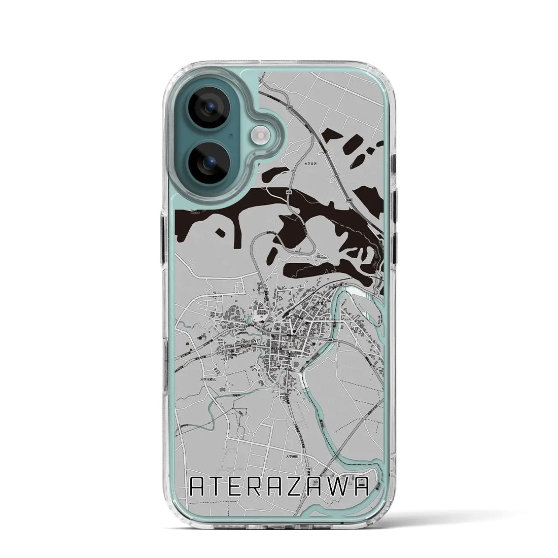 【左沢(山形県)】地図柄iPhoneケース(MagSafeタイプ)モノトーン・iPhone 16 Pro 用