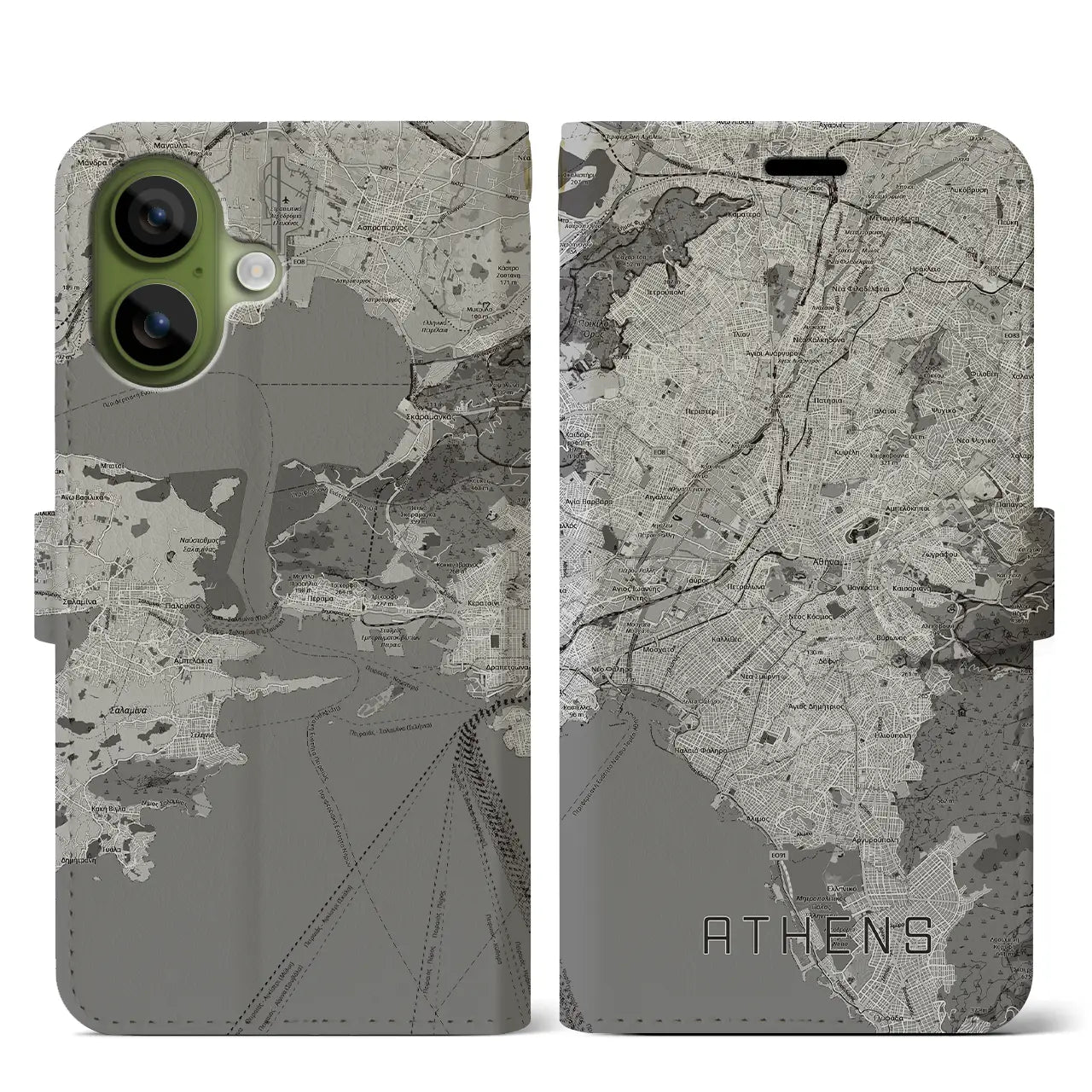 【アテネ（ギリシャ）】地図柄iPhoneケース（手帳タイプ）