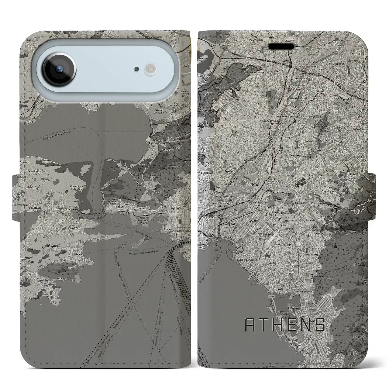 【アテネ（ギリシャ）】地図柄iPhoneケース（手帳タイプ）