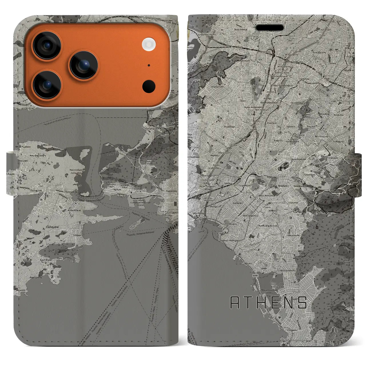 【アテネ（ギリシャ）】地図柄iPhoneケース（手帳タイプ）