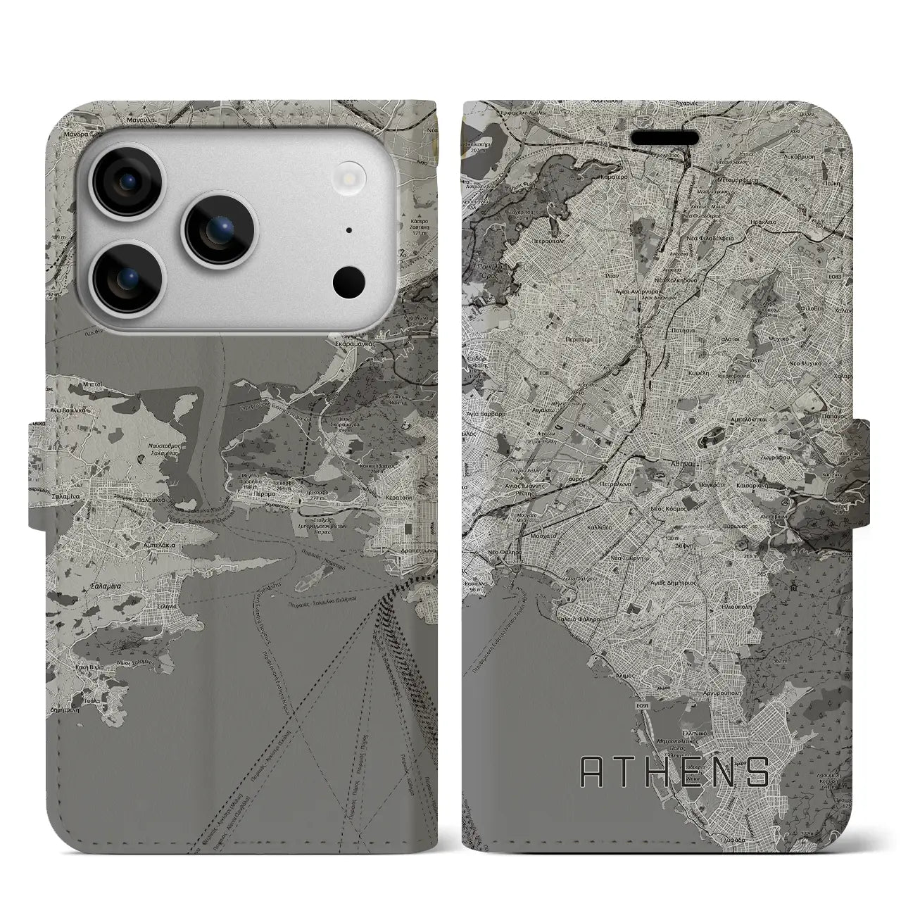 【アテネ（ギリシャ）】地図柄iPhoneケース（手帳タイプ）