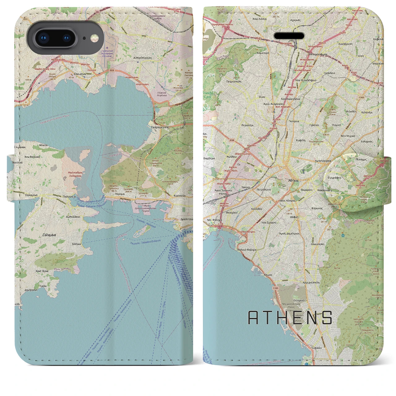 【アテネ（ギリシャ）】地図柄iPhoneケース（手帳タイプ）