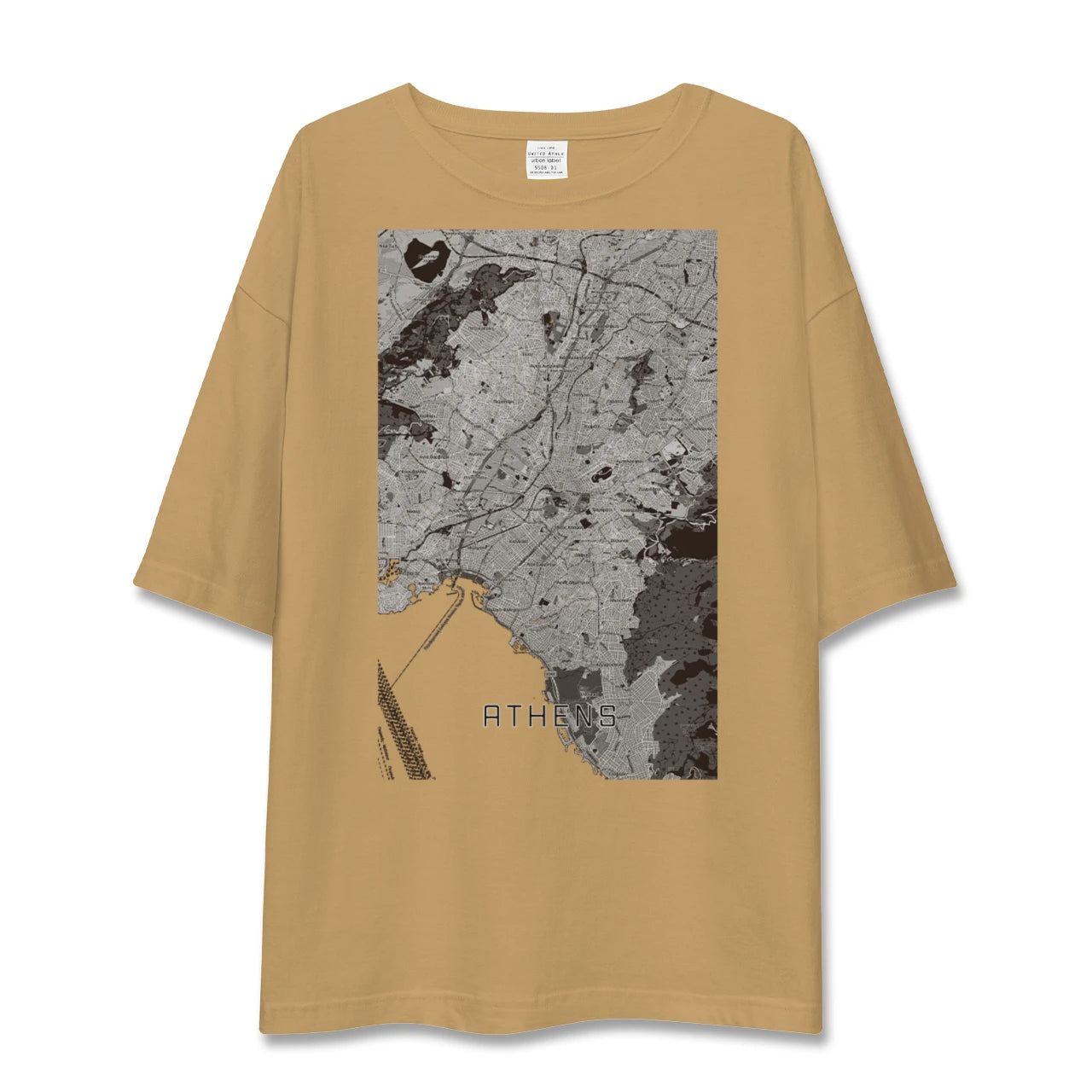 【アテネ（ギリシャ）】地図柄ビッグシルエットTシャツ