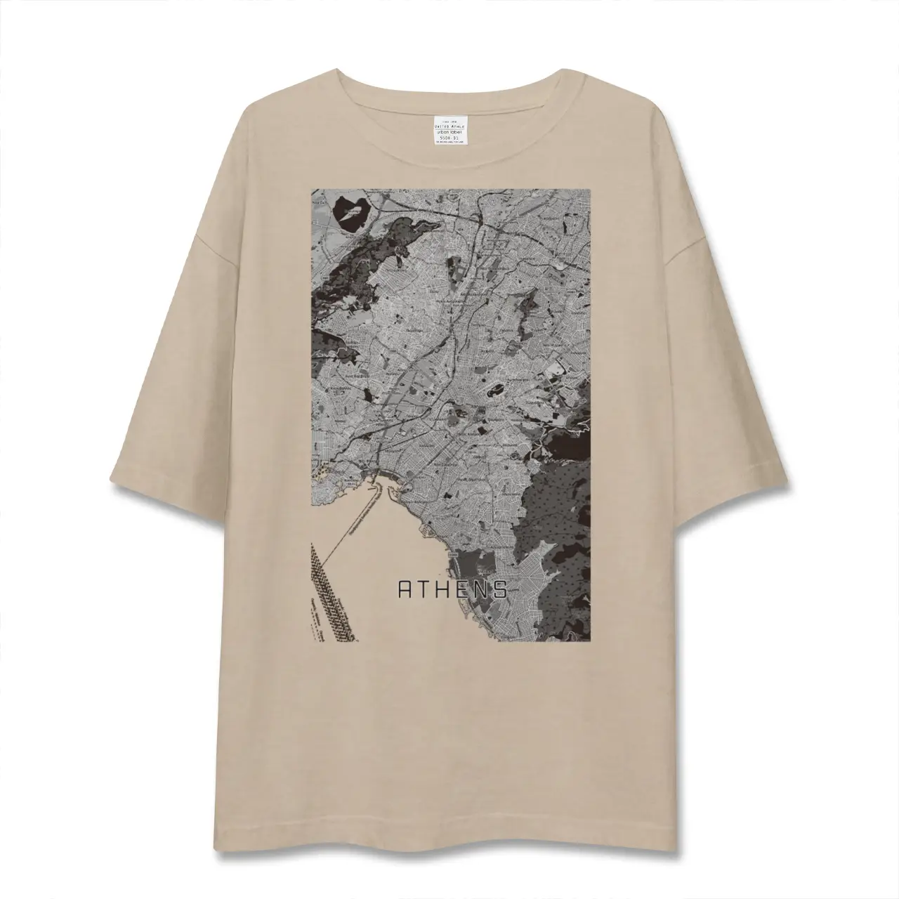 【アテネ（ギリシャ）】地図柄ビッグシルエットTシャツ