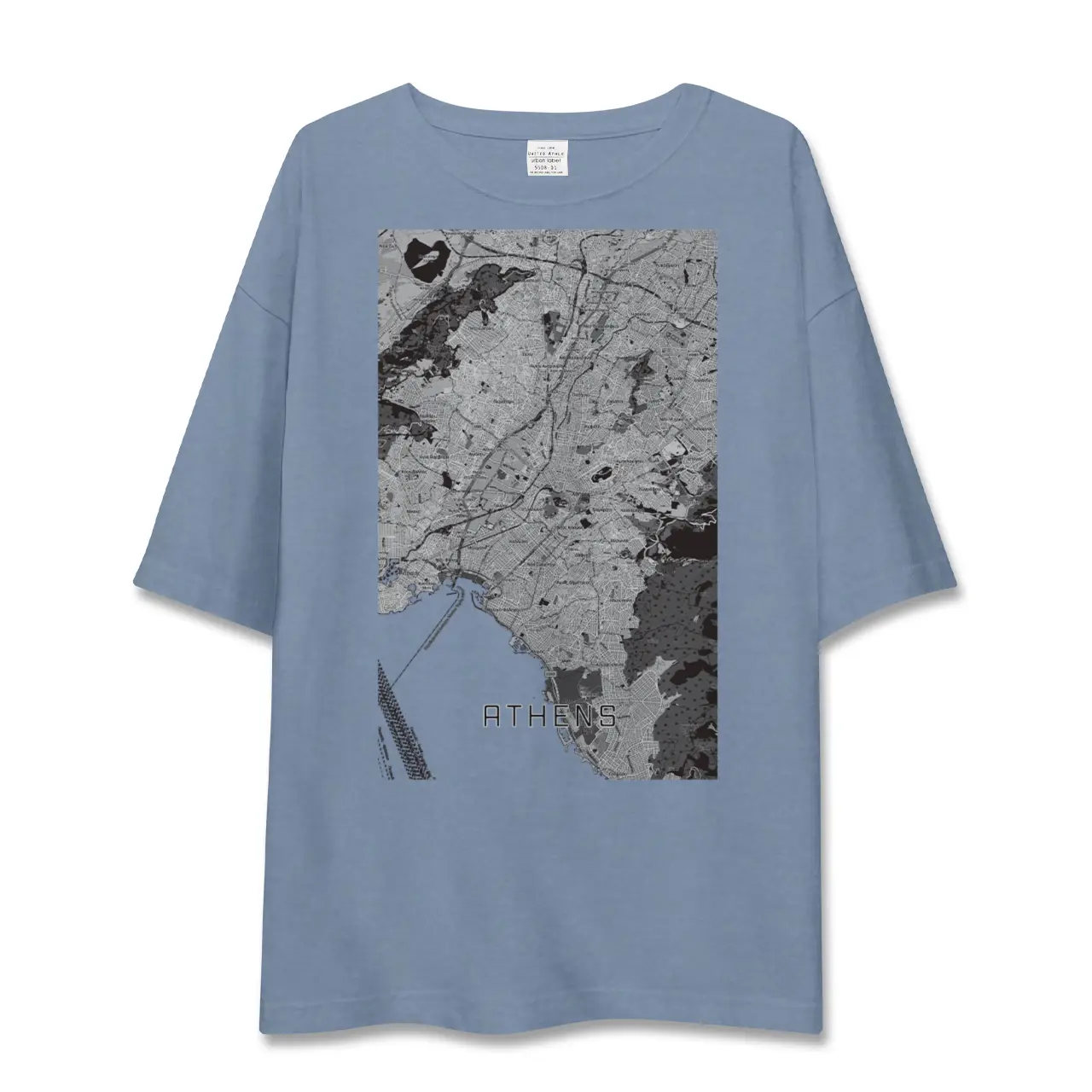 【アテネ（ギリシャ）】地図柄ビッグシルエットTシャツ