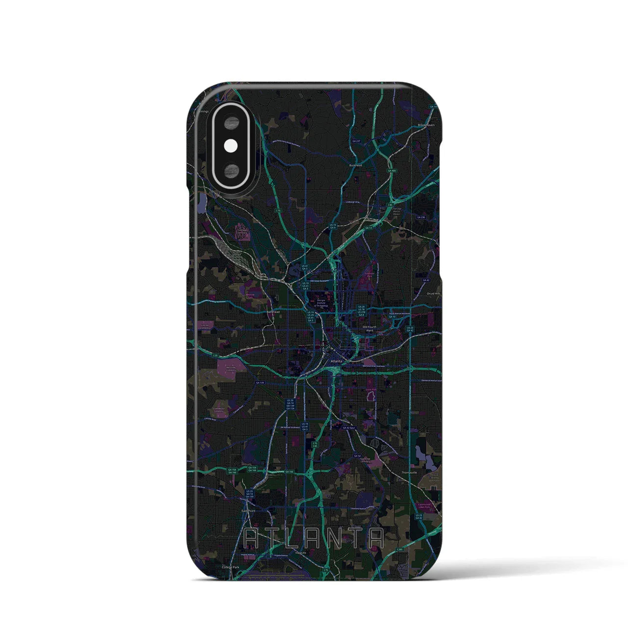 【アトランタ（アメリカ）】地図柄iPhoneケース（バックカバータイプ）