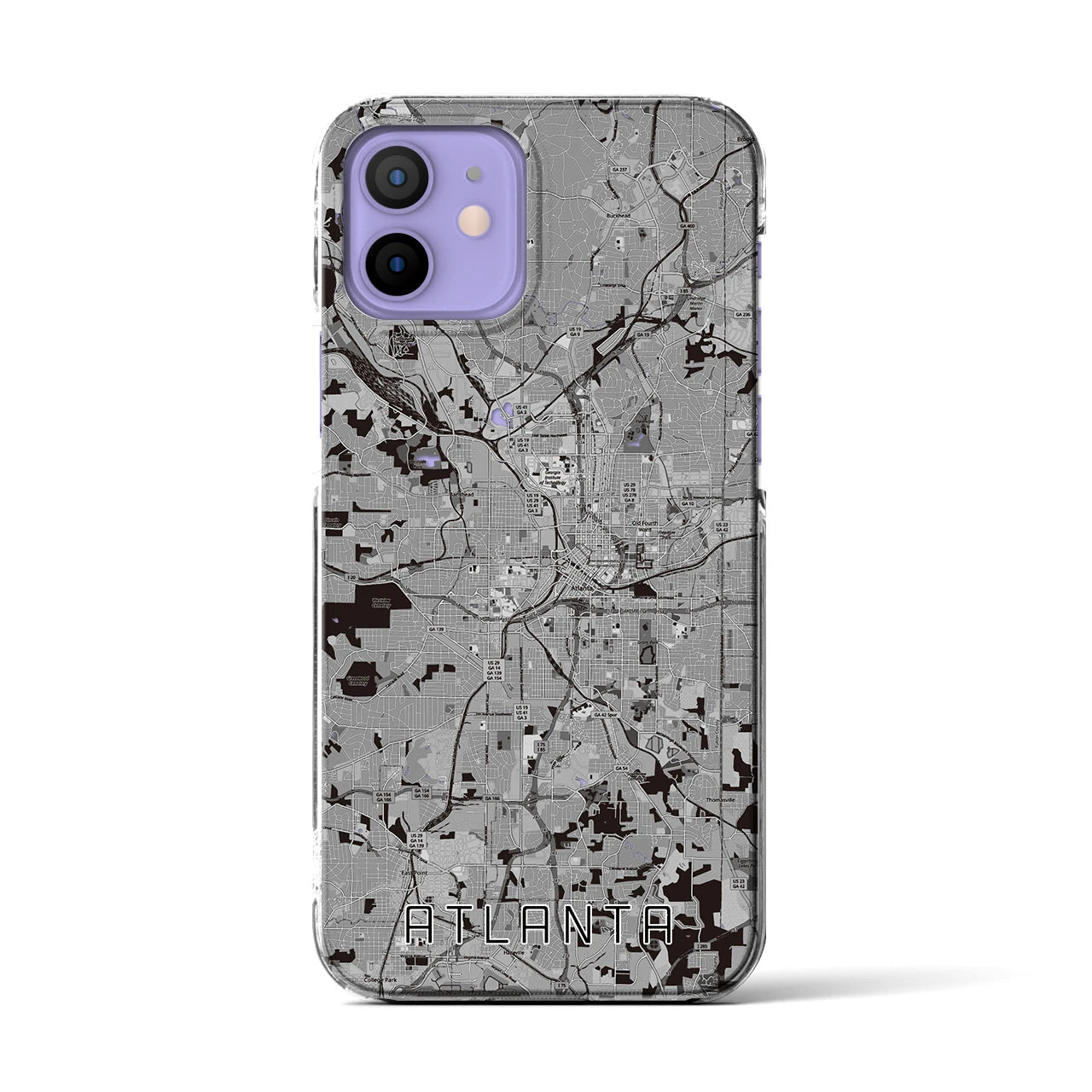 【アトランタ（アメリカ）】地図柄iPhoneケース（クリアタイプ）