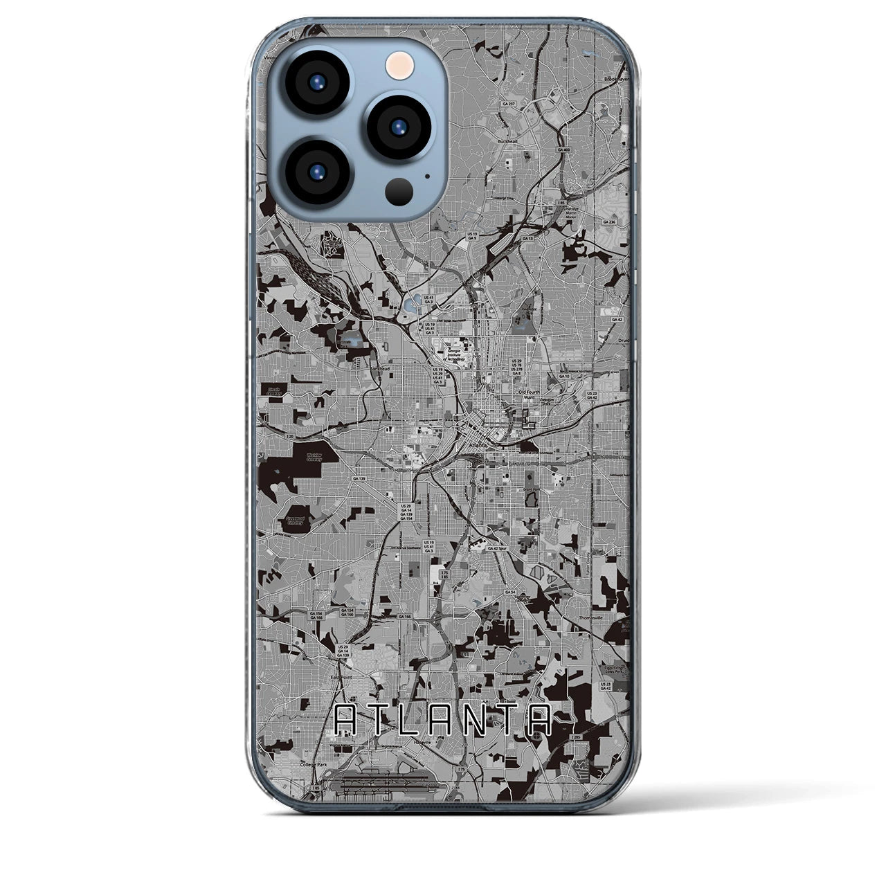 【アトランタ（アメリカ）】地図柄iPhoneケース（クリアタイプ）