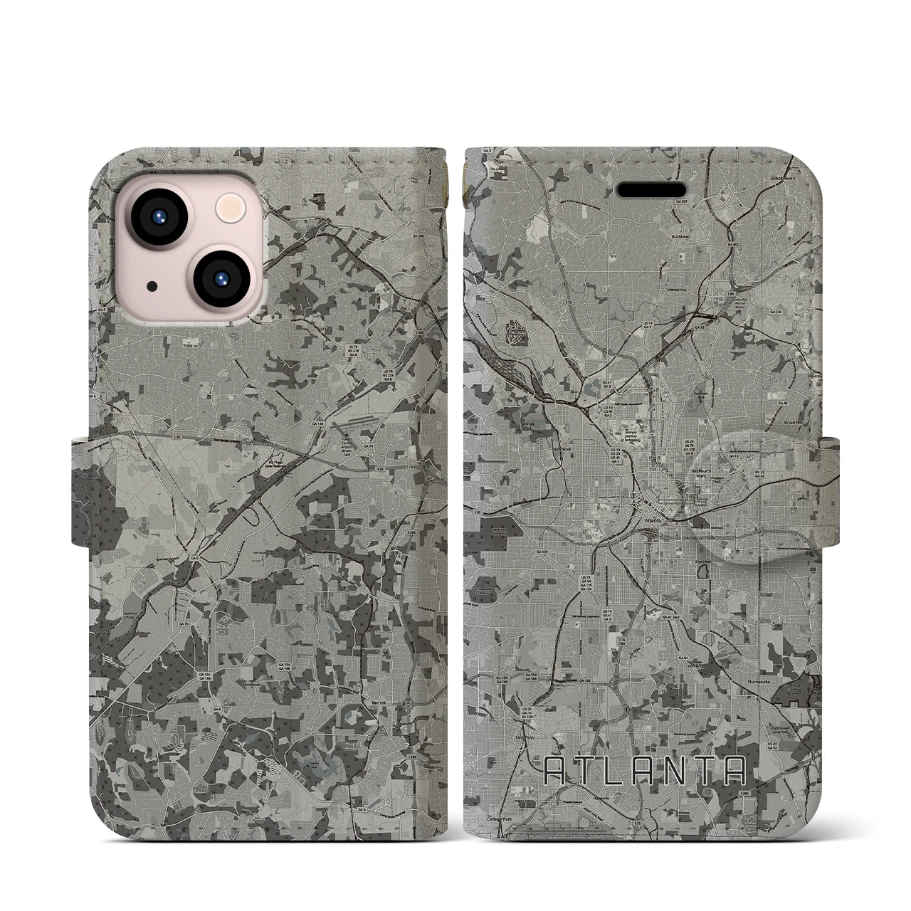 【アトランタ（アメリカ）】地図柄iPhoneケース（手帳タイプ）