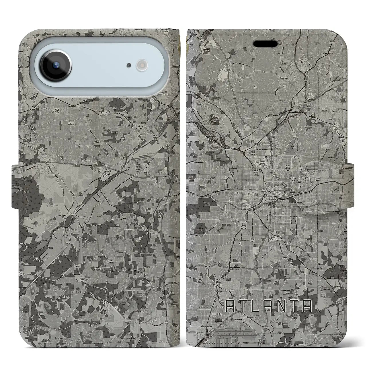 【アトランタ（アメリカ）】地図柄iPhoneケース（手帳タイプ）