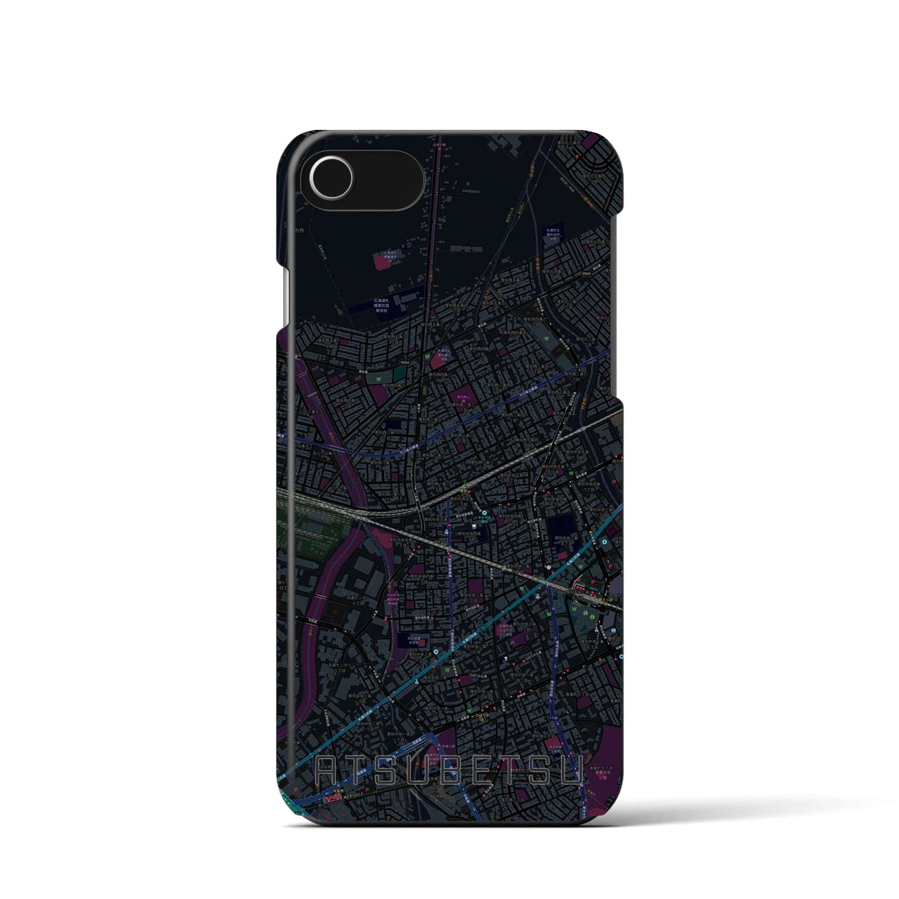 【厚別（北海道）】地図柄iPhoneケース（バックカバータイプ）