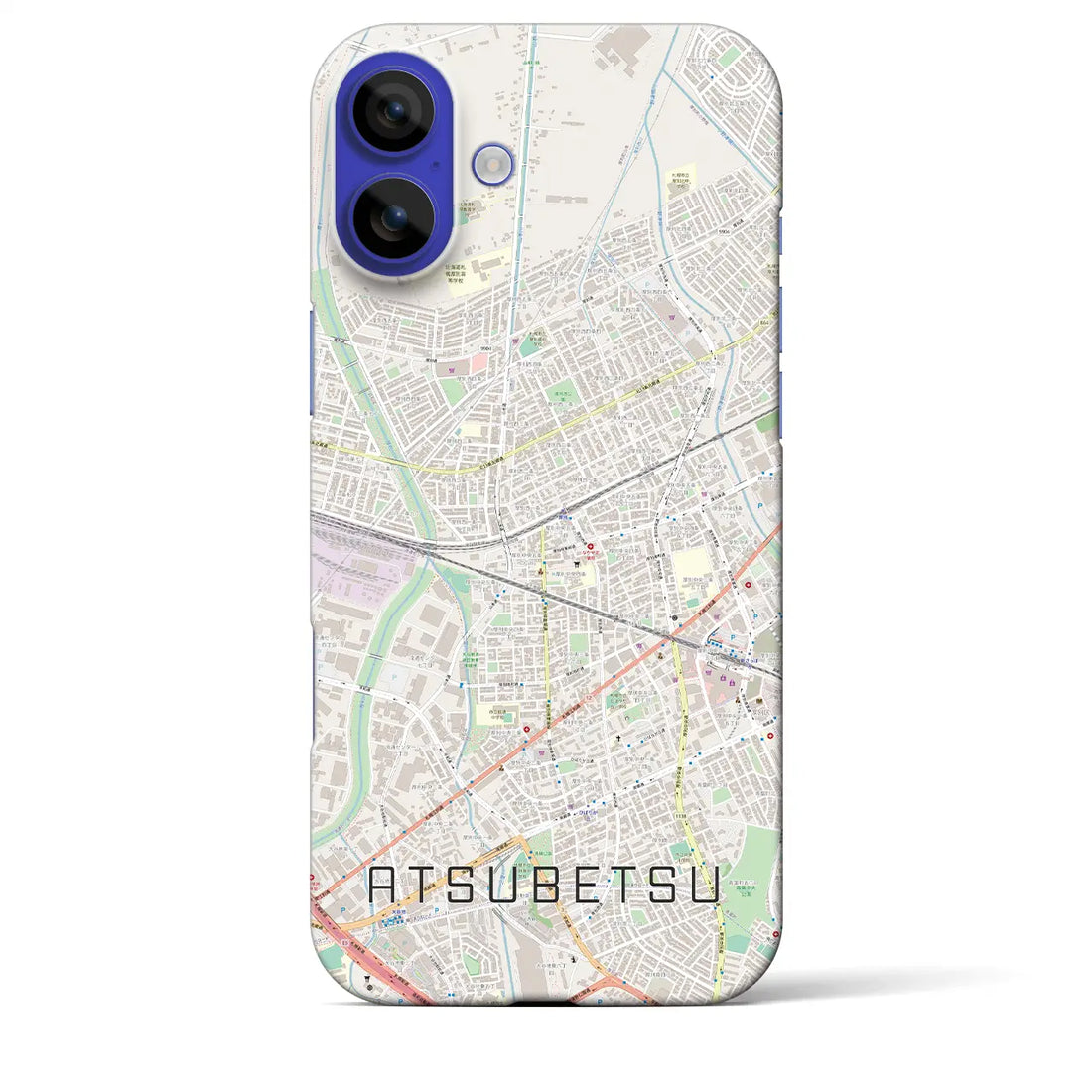 【厚別(北海道)】地図柄iPhoneケース(バックカバータイプ)ブラック・iPhone 16 Pro Max 用
