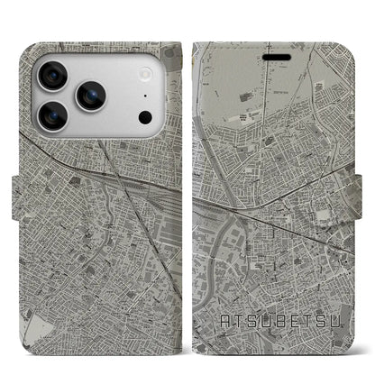 【厚別（北海道）】地図柄iPhoneケース（手帳タイプ）