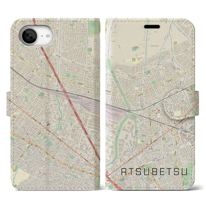 【厚別（北海道）】地図柄iPhoneケース（手帳タイプ）