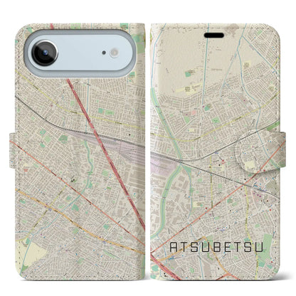 【厚別（北海道）】地図柄iPhoneケース（手帳タイプ）