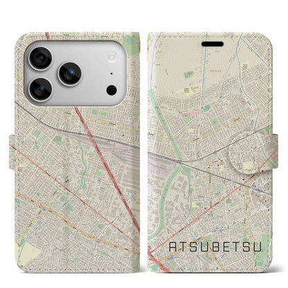 【厚別（北海道）】地図柄iPhoneケース（手帳タイプ）