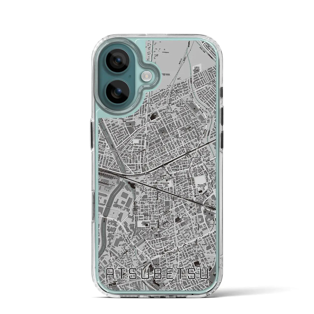 【厚別（北海道）】地図柄iPhoneケース（MagSafeタイプ）モノトーン・iPhone 16 Pro 用