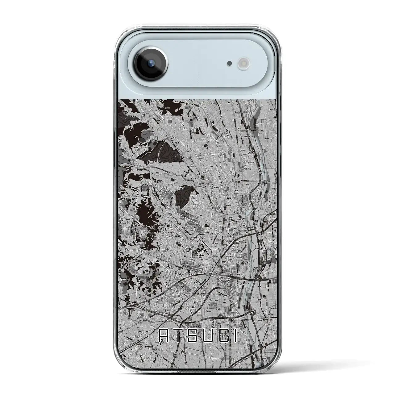 【厚木（神奈川県）】地図柄iPhoneケース（クリアタイプ）モノトーン・iPhone 17 Pro Max 用
