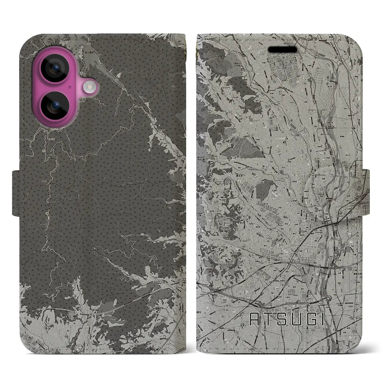 【厚木（神奈川県）】地図柄iPhoneケース（手帳タイプ）