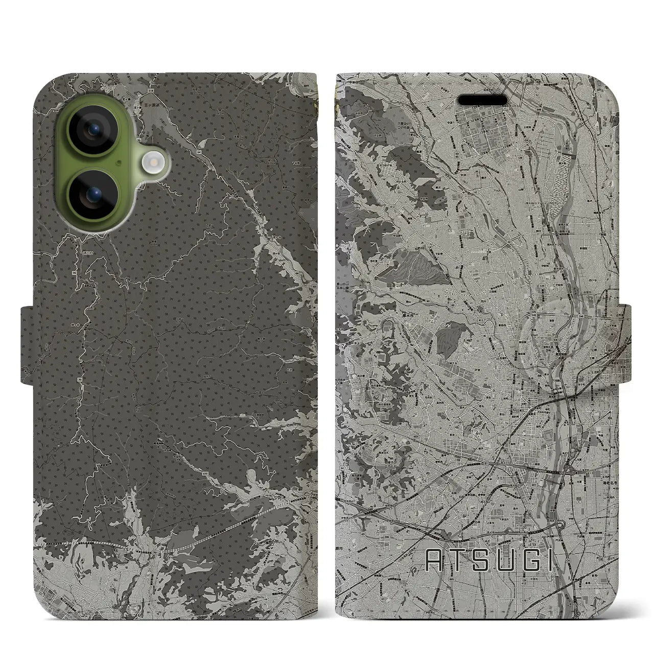 【厚木（神奈川県）】地図柄iPhoneケース（手帳タイプ）