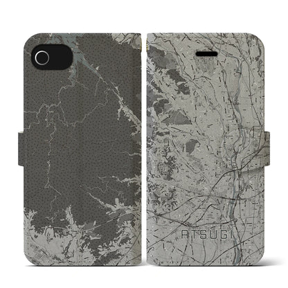 【厚木（神奈川県）】地図柄iPhoneケース（手帳タイプ）モノトーン・iPhone SE（第3 / 第2世代） / 8 / 7 / 6s / 6 用