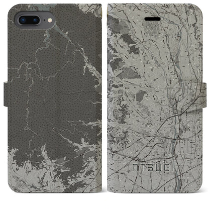 【厚木（神奈川県）】地図柄iPhoneケース（手帳タイプ）モノトーン・iPhone 8Plus /7Plus / 6sPlus / 6Plus 用