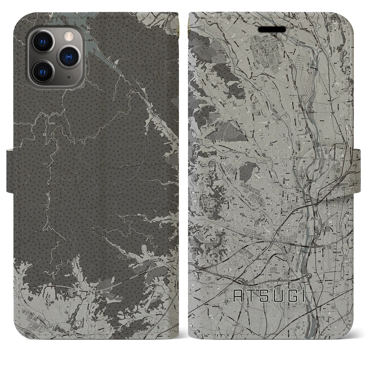 【厚木（神奈川県）】地図柄iPhoneケース（手帳タイプ）