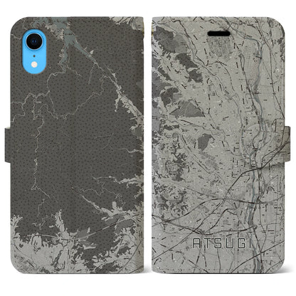 【厚木（神奈川県）】地図柄iPhoneケース（手帳タイプ）モノトーン・iPhone XR 用