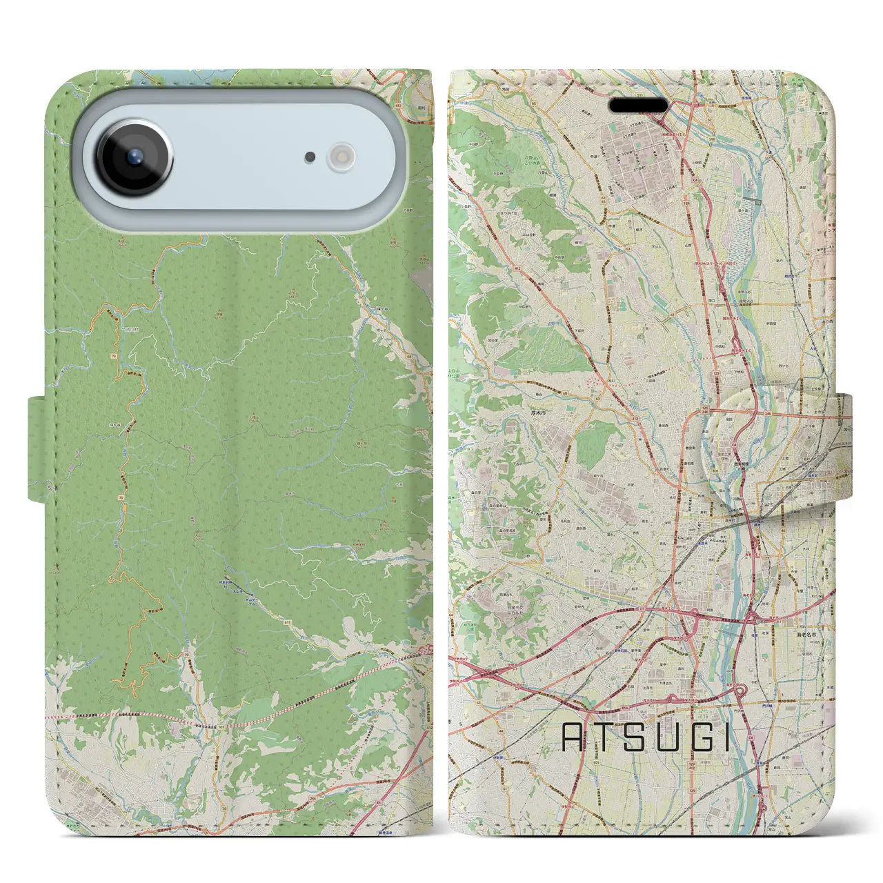 【厚木（神奈川県）】地図柄iPhoneケース（手帳タイプ）