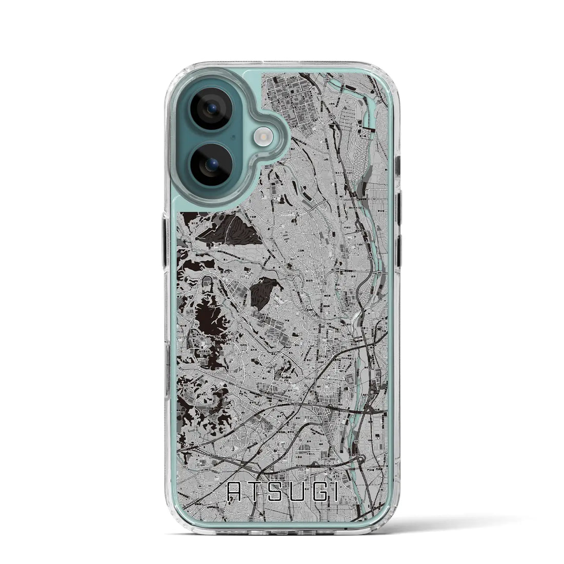 【厚木（神奈川県）】地図柄iPhoneケース（MagSafeタイプ）モノトーン・iPhone 16 Pro 用