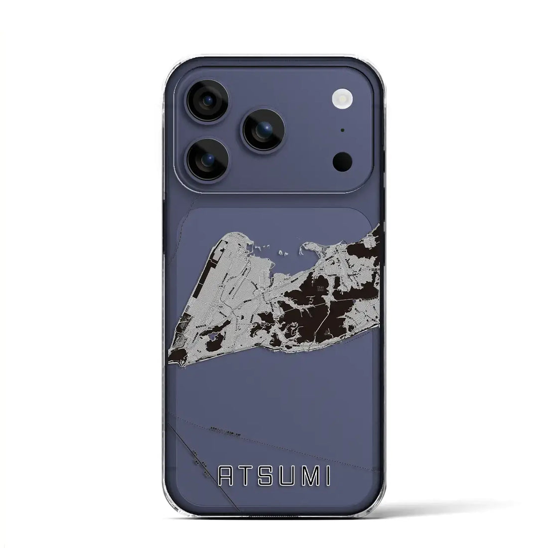 【渥美（愛知県）】地図柄iPhoneケース（クリアタイプ）モノトーン・iPhone 17 Pro Max 用