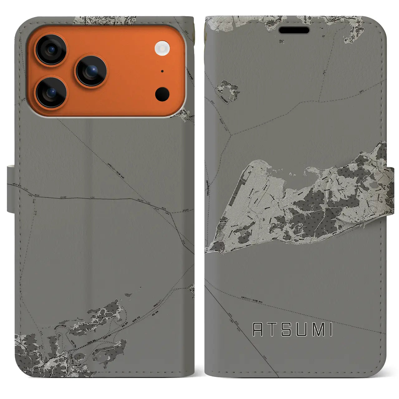 【渥美（愛知県）】地図柄iPhoneケース（手帳タイプ）