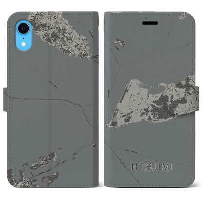 【渥美（愛知県）】地図柄iPhoneケース（手帳タイプ）モノトーン・iPhone XR 用