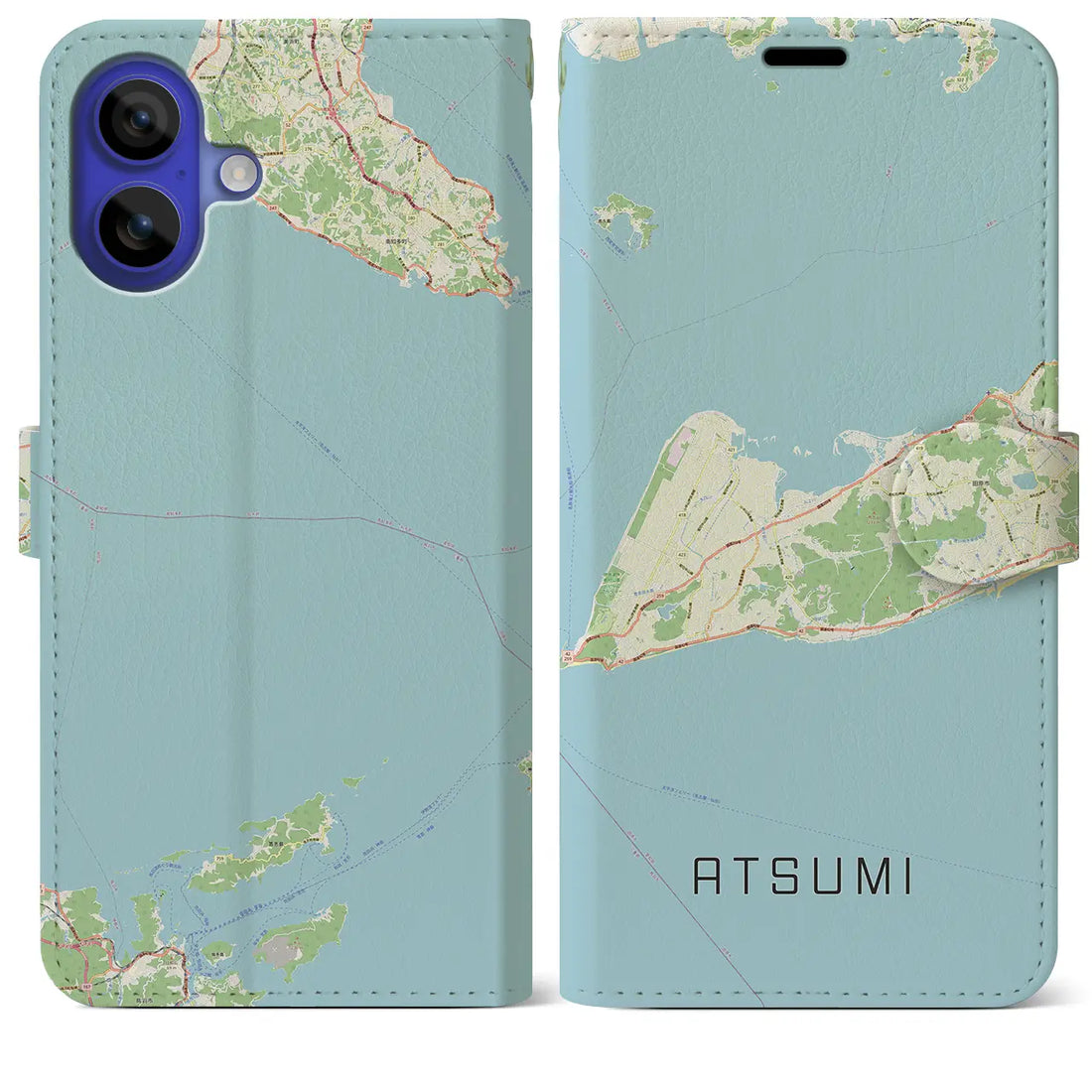 【渥美（愛知県）】地図柄iPhoneケース（手帳タイプ）ナチュラル・iPhone 16 Pro Max 用