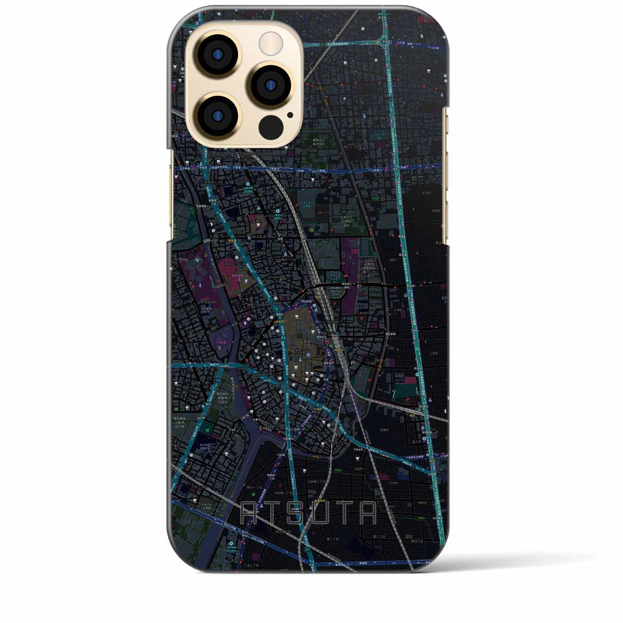 【熱田（愛知県）】地図柄iPhoneケース（バックカバータイプ）