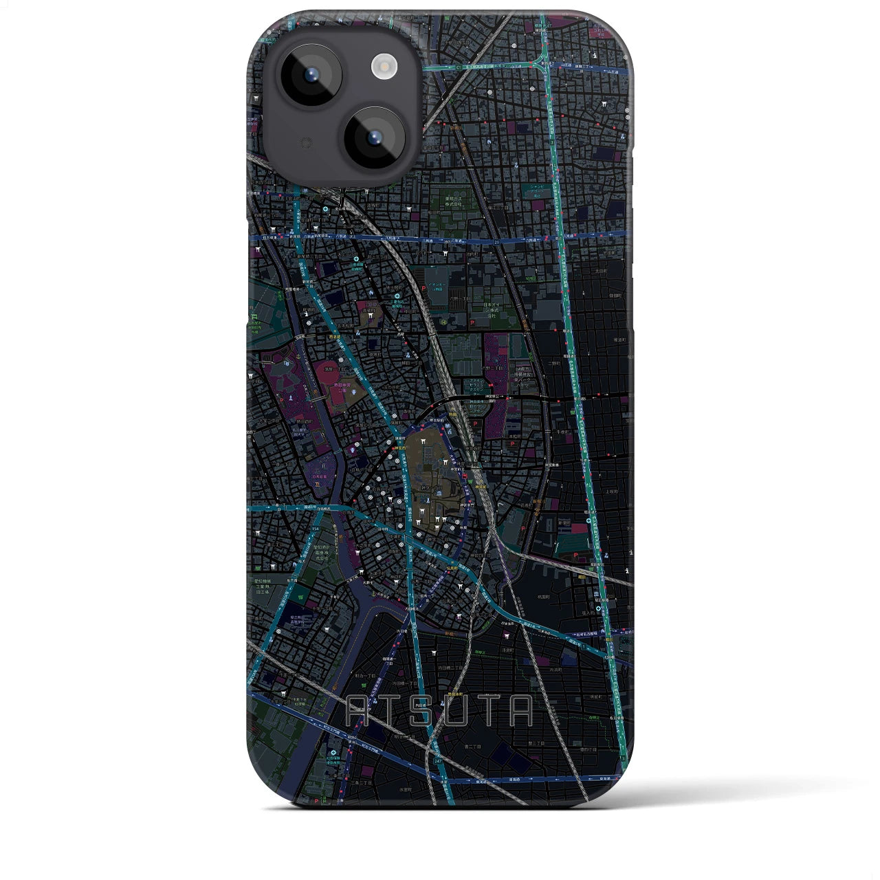 【熱田（愛知県）】地図柄iPhoneケース（バックカバータイプ）