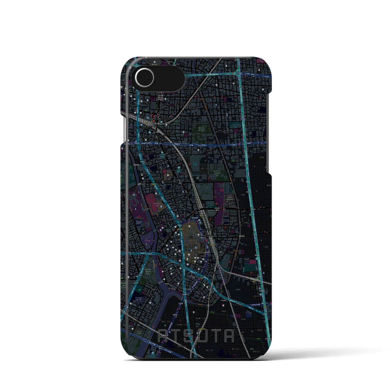 【熱田（愛知県）】地図柄iPhoneケース（バックカバータイプ）