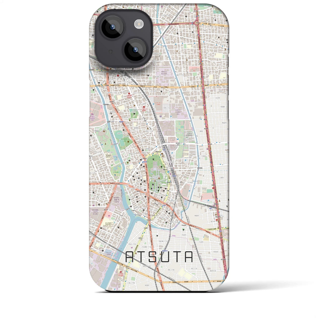 【熱田（愛知県）】地図柄iPhoneケース（バックカバータイプ）