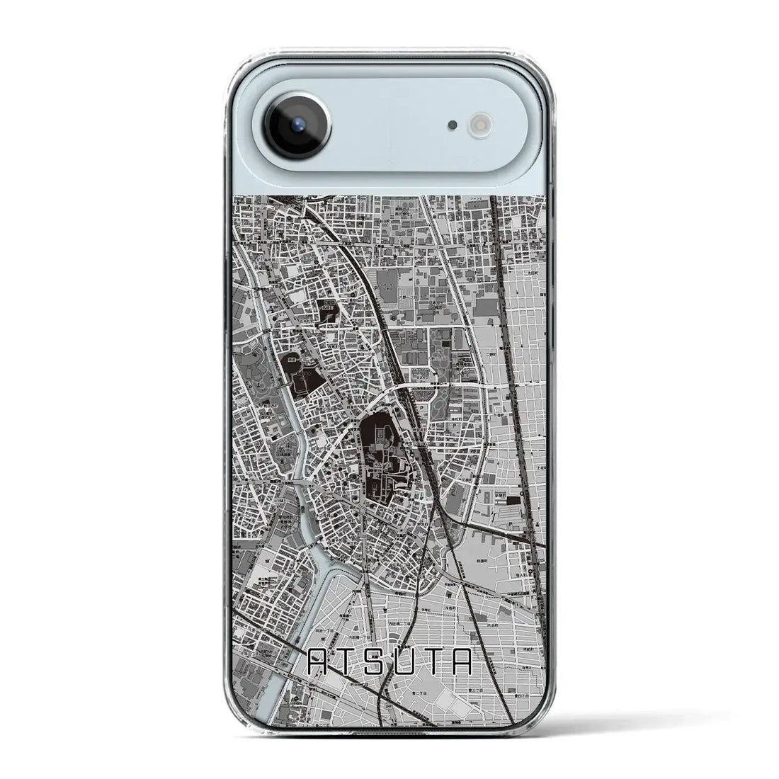 【熱田(愛知県)】地図柄iPhoneケース(クリアタイプ)モノトーン・iPhone 17 Pro Max 用