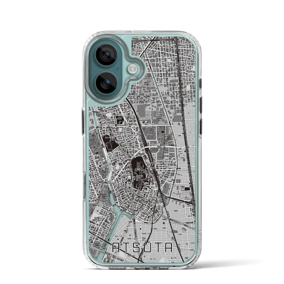 【熱田（愛知県）】地図柄iPhoneケース（MagSafeタイプ）モノトーン・iPhone 16 Pro 用