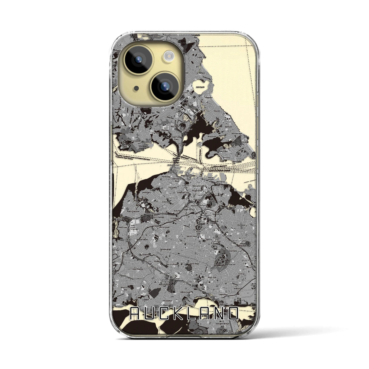 【オークランド（ニュージーランド）】地図柄iPhoneケース（クリアタイプ）