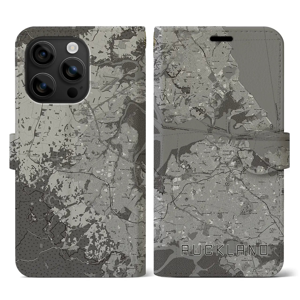 【オークランド（ニュージーランド）】地図柄iPhoneケース（手帳タイプ）