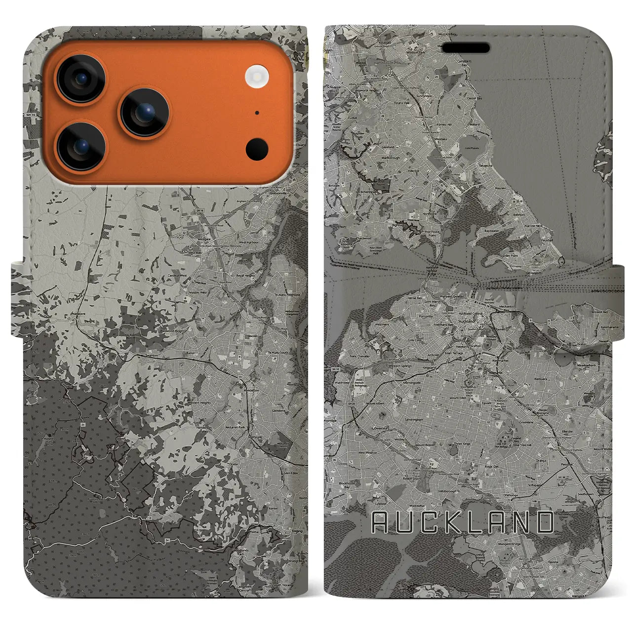 【オークランド（ニュージーランド）】地図柄iPhoneケース（手帳タイプ）