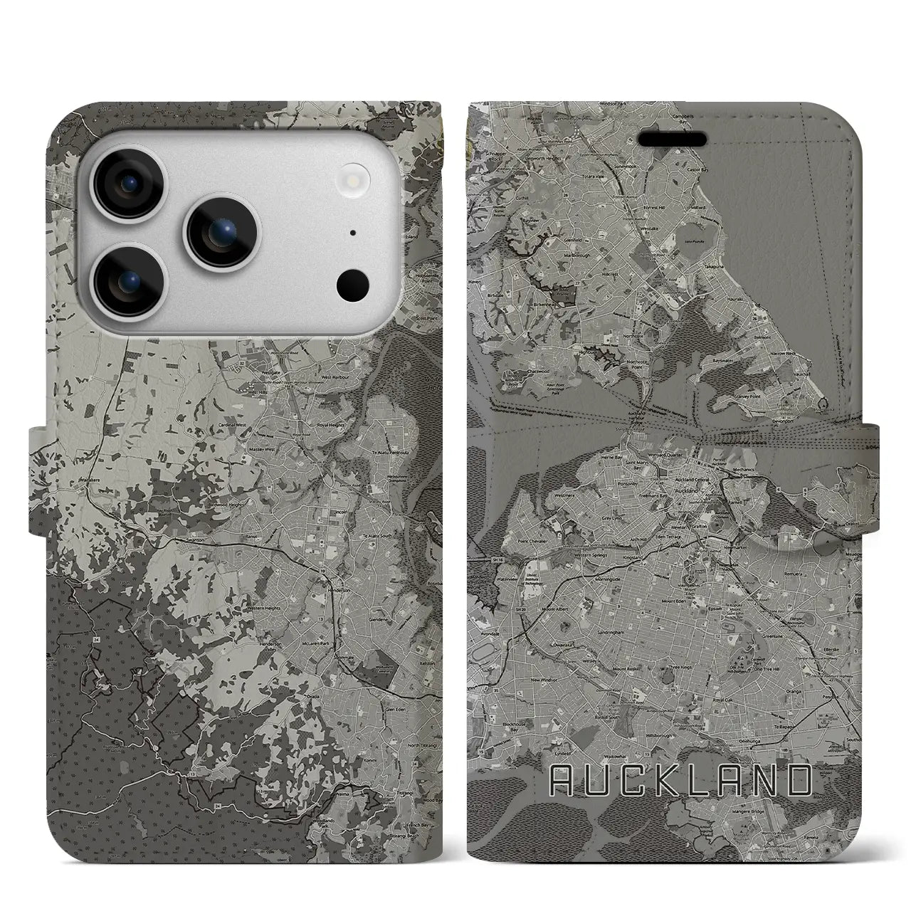 【オークランド（ニュージーランド）】地図柄iPhoneケース（手帳タイプ）