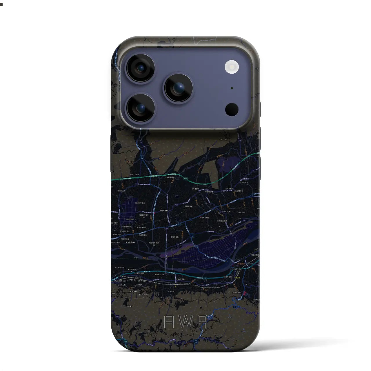 【阿波（徳島県）】地図柄iPhoneケース（バックカバータイプ）