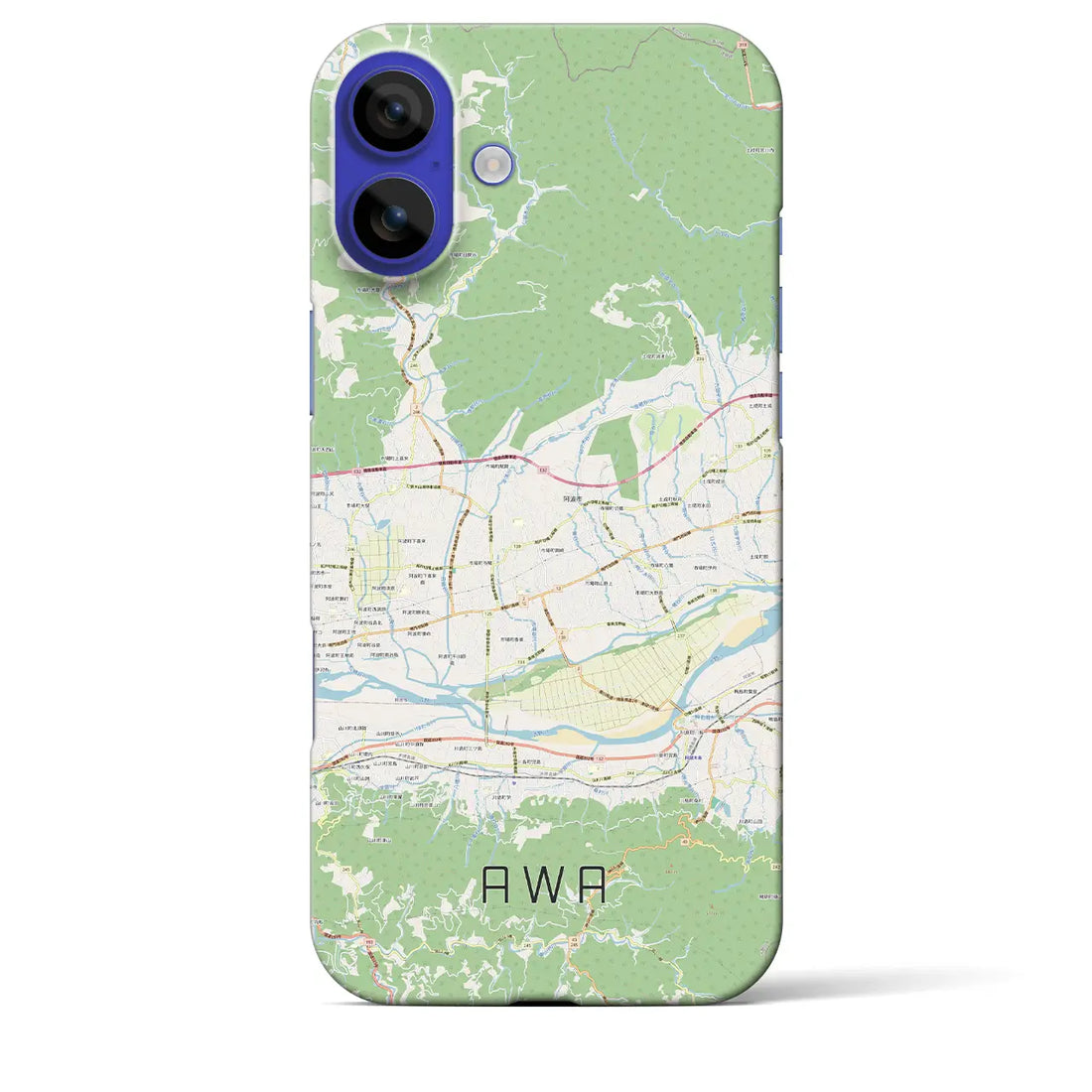 【阿波(徳島県)】地図柄iPhoneケース(バックカバータイプ)ブラック・iPhone 16 Pro Max 用