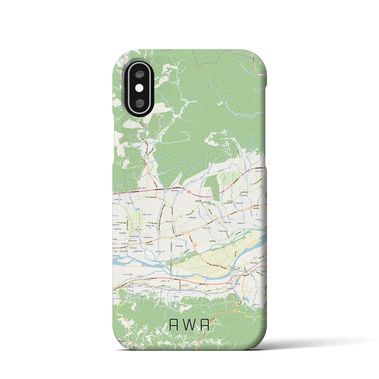 【阿波（徳島県）】地図柄iPhoneケース（バックカバータイプ）